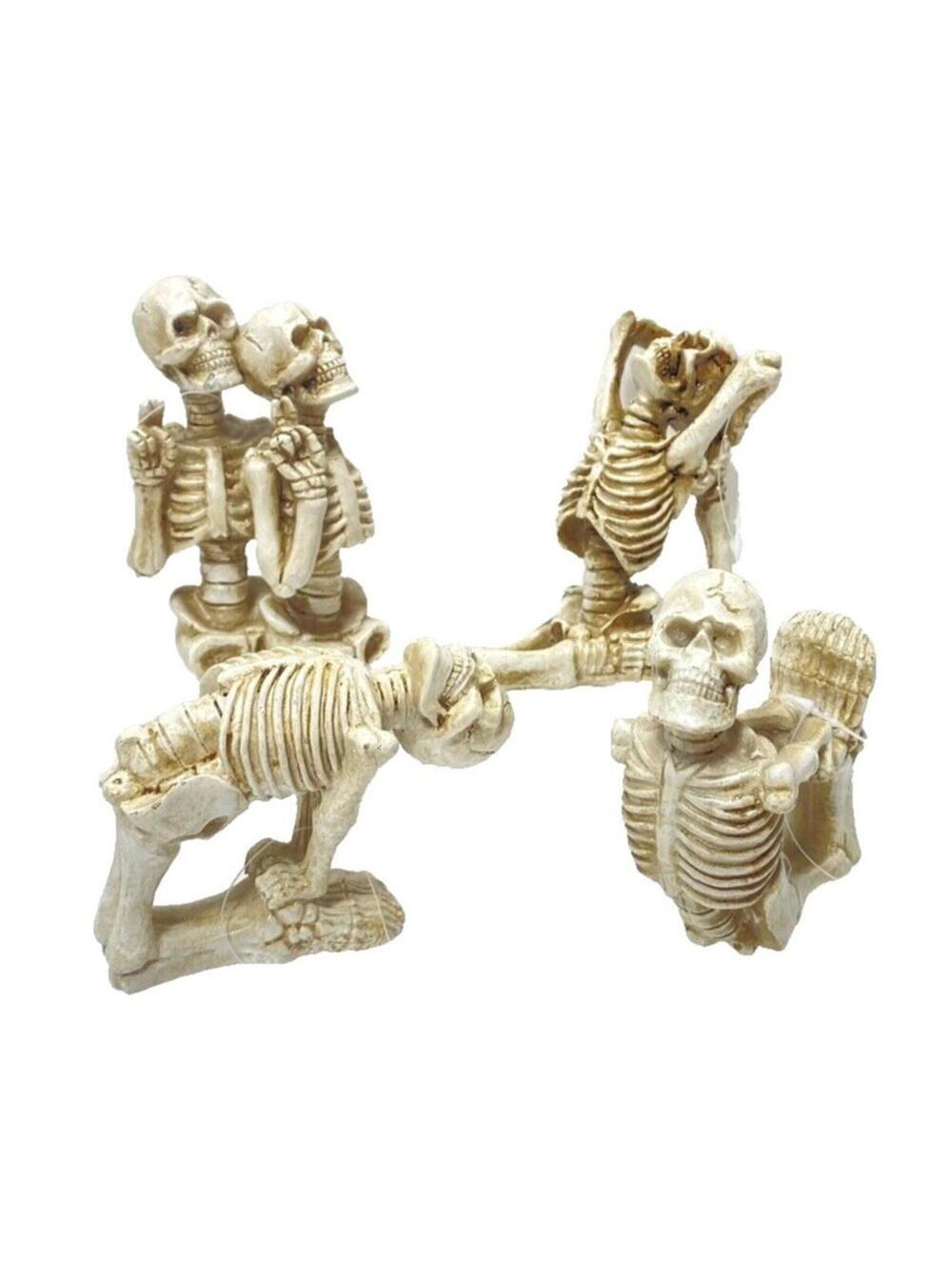 Halloween Miniature Skull Body Decorations – Yoga Cute Selfie Skeletons, 4pc LOT